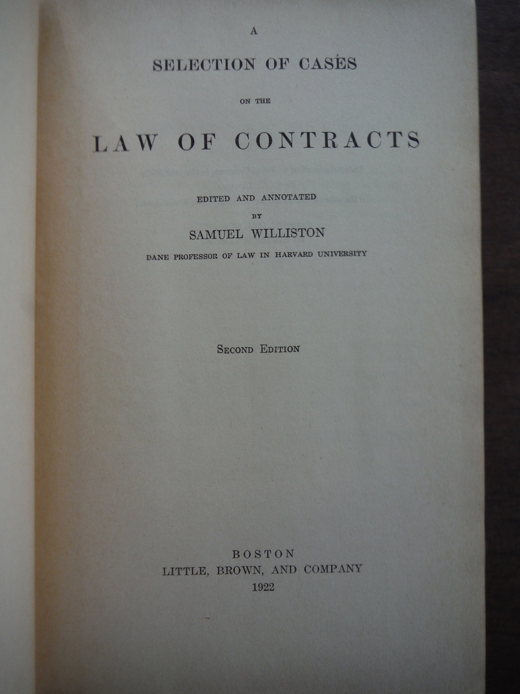 Image 1 of A Selection of Cases on the Law of Contracts