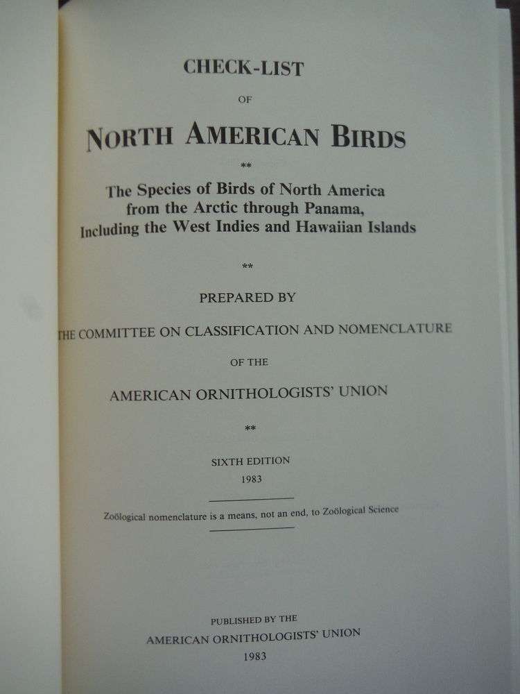 Image 1 of CHECK-LIST OF NORTH AMERICAN BIRDS; THE SPECIES OF BIRDS OF NORTHE AMERICA FROM
