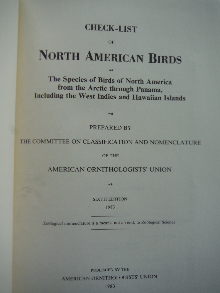 Image 1 of Checklist of North American Birds