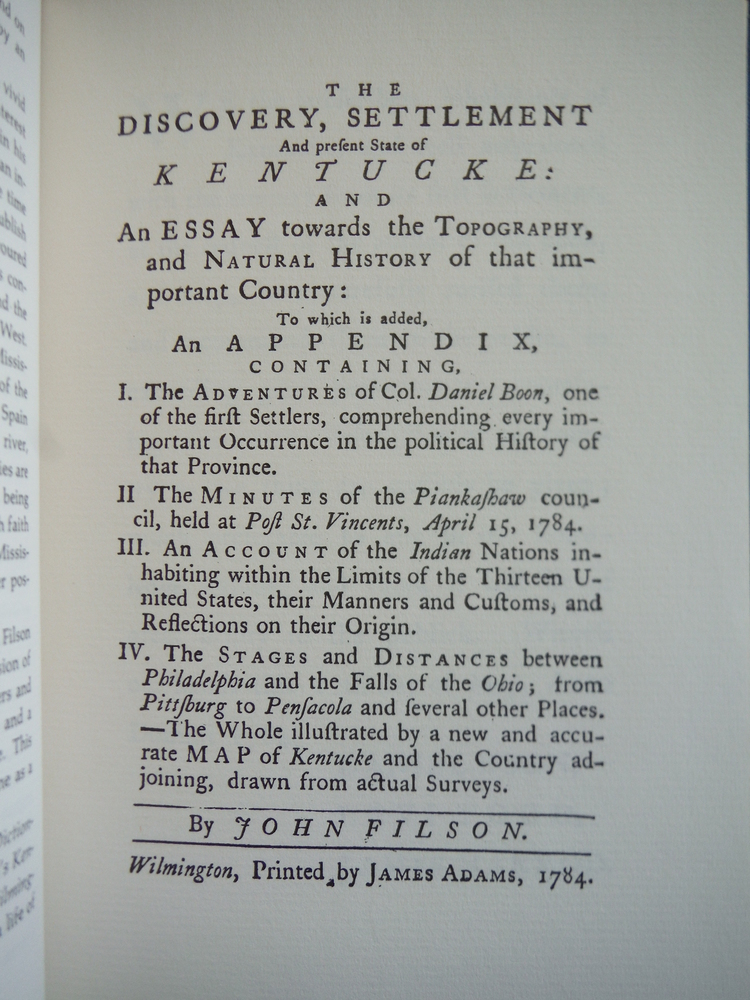 Image 1 of The Discovery, Settlement and Present State of Kentucke (March of America Facsim