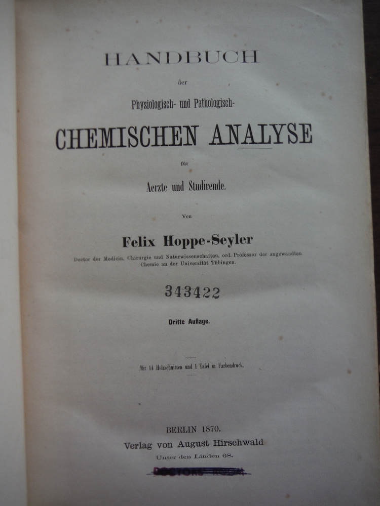 Image 1 of Handbuch der physiologisch und pathologisch-chemischen Analyse