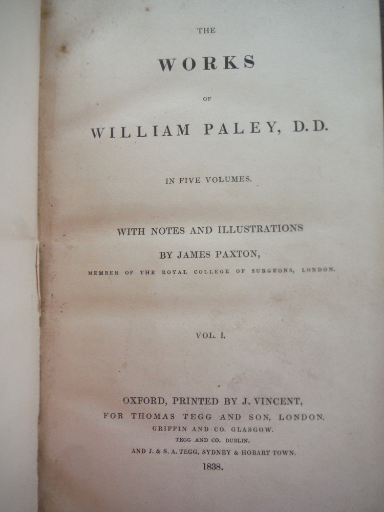 Image 1 of The Works of William Paley in Five Volumes - Volume I