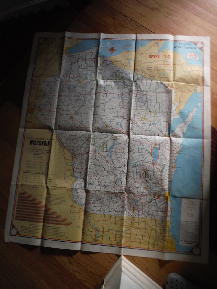 Image 0 of Official Highway Map of Wisconsin Issued 1959 (46