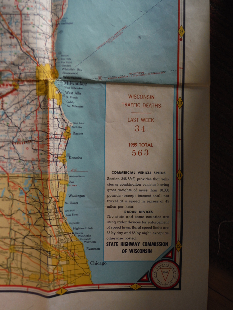 Image 3 of Official Highway Map of Wisconsin Issued 1959 (46