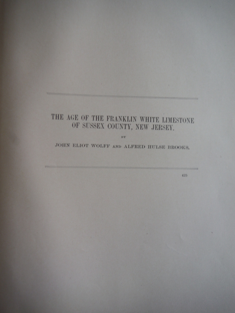 The Age of the Franklin White Limestone of Sussex County, New Jersey, 1898, Annu
