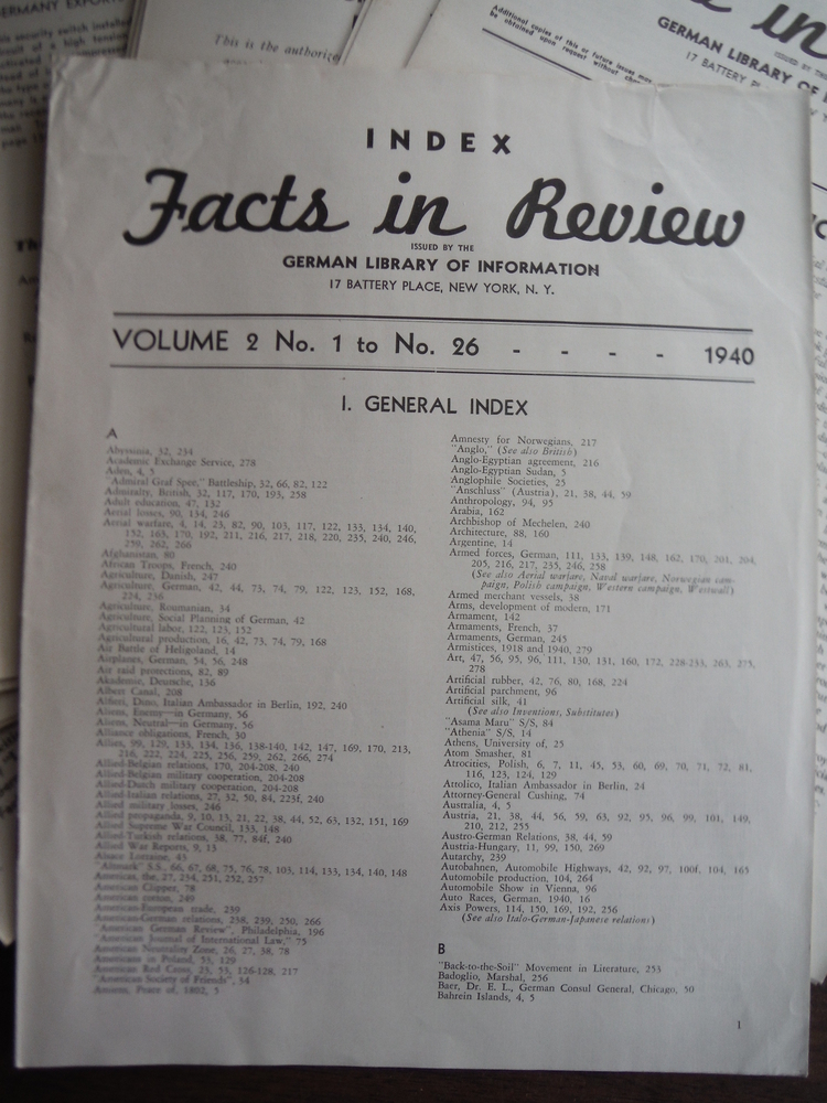 Image 2 of Facts in Review issued by the German Library of Information Vol. 2 No 1 to No. 2