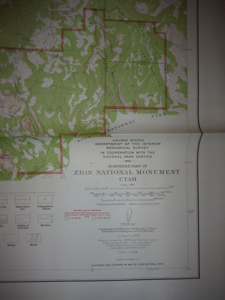 Image 1 of USGS Topographical Map of the Northern Part of Zion National Monuent - Utah (194