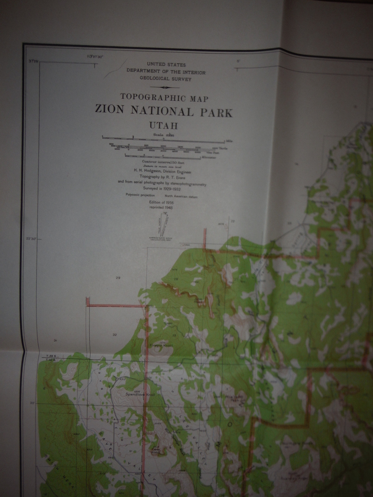 Image 0 of USGS Topographic Map Zion National Park Utah (1948)