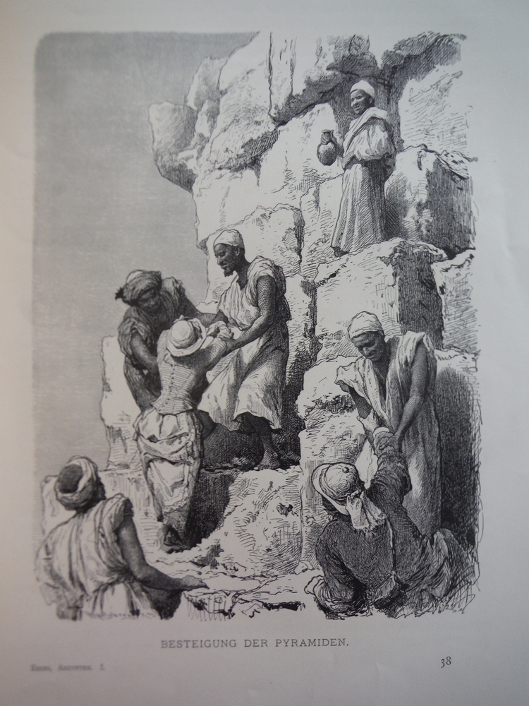 Besteigung der Pyramiden by C. Rudolf Huber - Steel Engraving (1879)