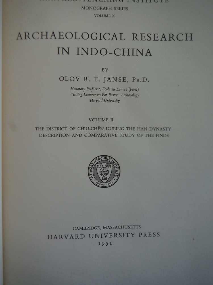 Image 1 of ARCHAEOLOGICAL RESEARCH IN INDO-CHINA: Volume II: The District of Chiu-Chen Duri