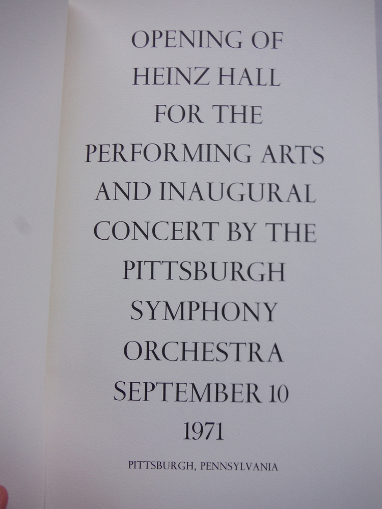 Image 2 of Opening of Heinz Hall for the Performing Arts and Inaugural Concert by the Pitts