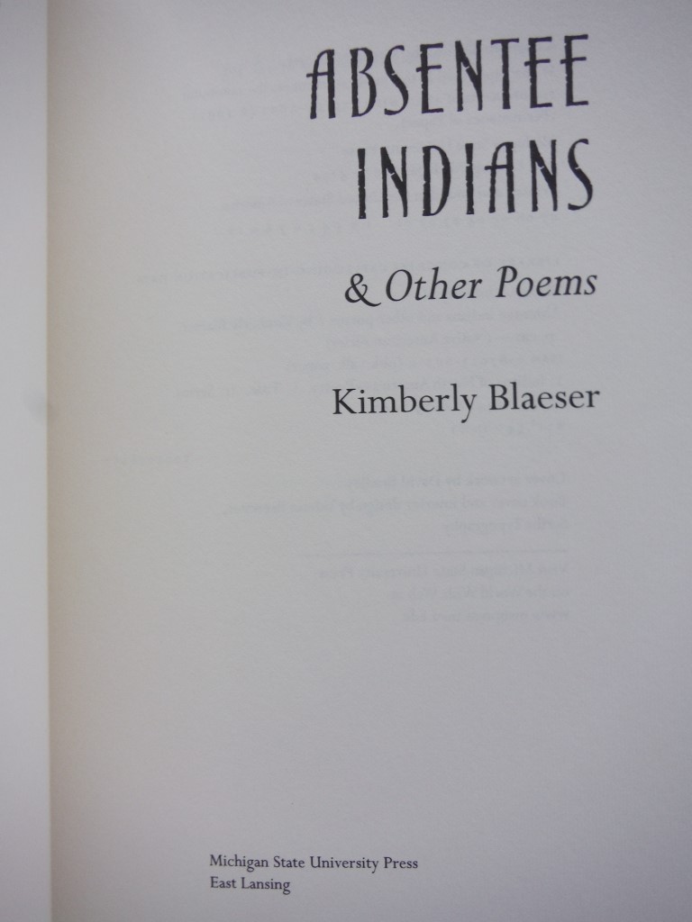 Image 1 of Absentee Indians and Other Poems (American Indian Studies)