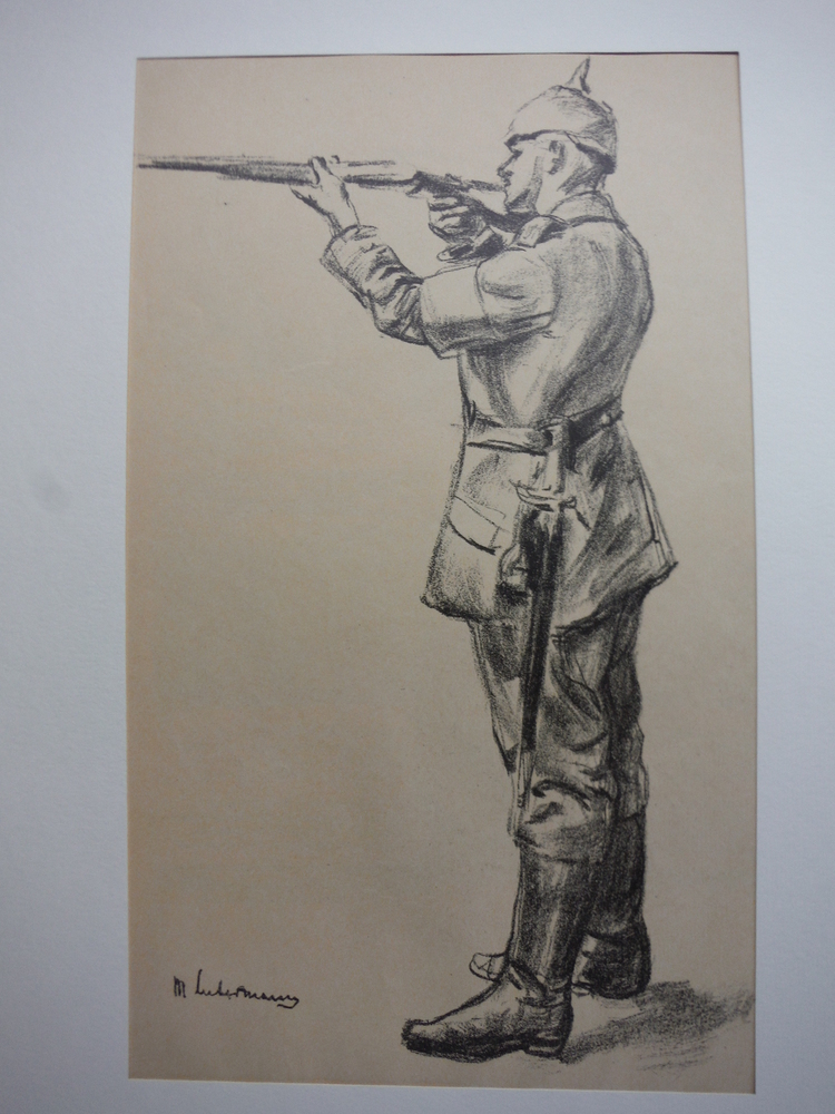 Original Lithograph by Max Liebermann entitled Zielender Infanterist(Infantrym
