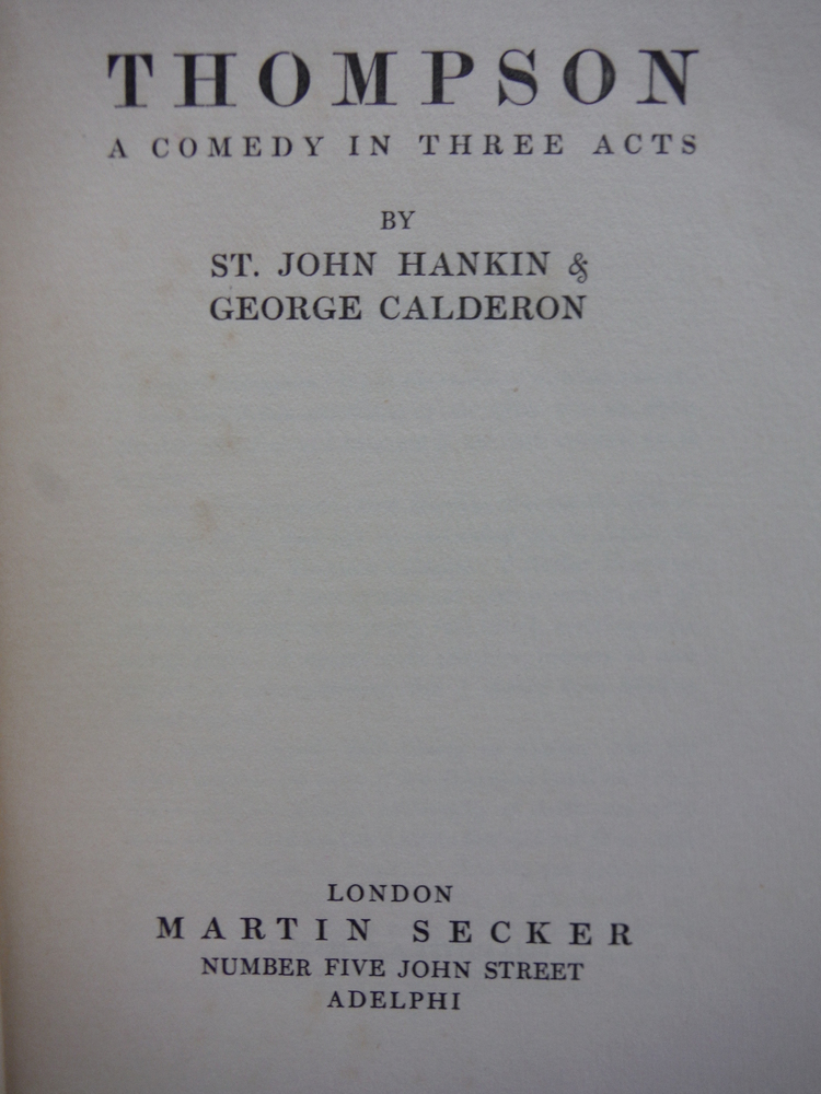 Image 1 of Thompson A Comedy in Three Acts