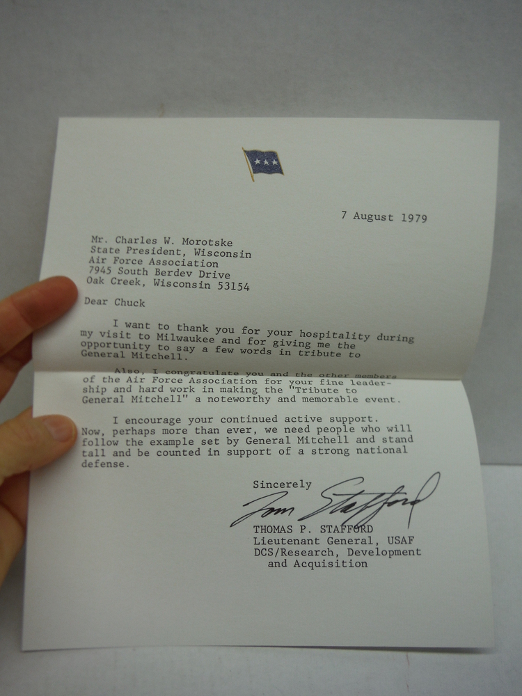 Image 0 of Signed letter by Lt. Gen Thomas P. Stafford 7 August 1979