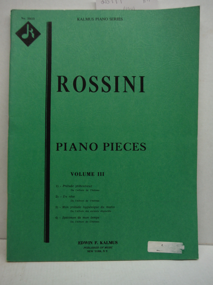 Image 0 of Rossini Piano Pieces Volume 3 (Kalmus Piano Series No. 3833)
