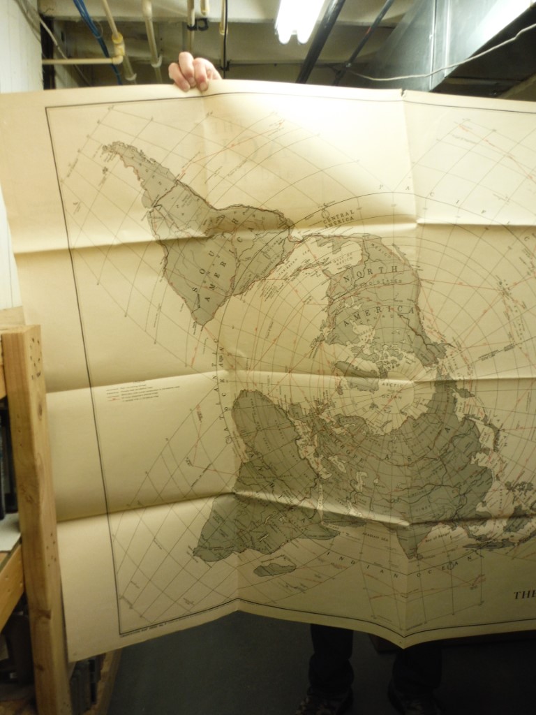 Image 1 of WW II Wall Map: THE WORLD A POLAR PROJECTION (60