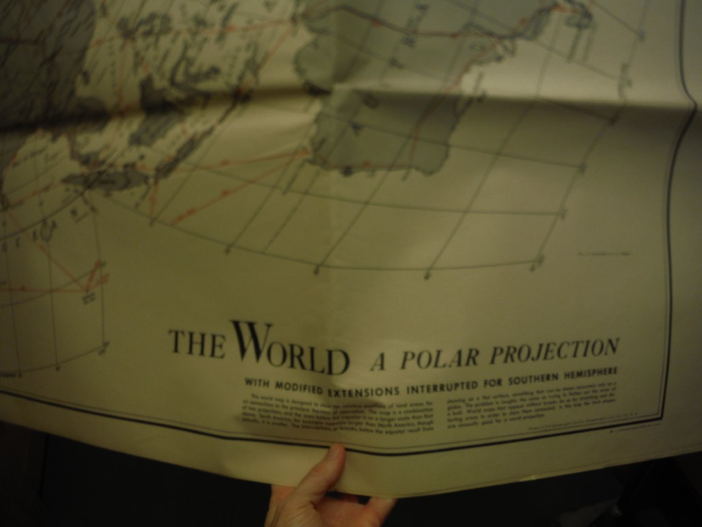 Image 4 of WW II Wall Map: THE WORLD A POLAR PROJECTION (60