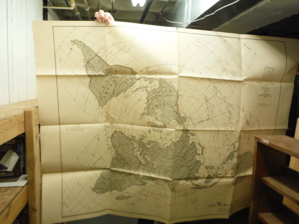 WW II Wall Map: THE WORLD A POLAR PROJECTION (60 x 42 (1943)