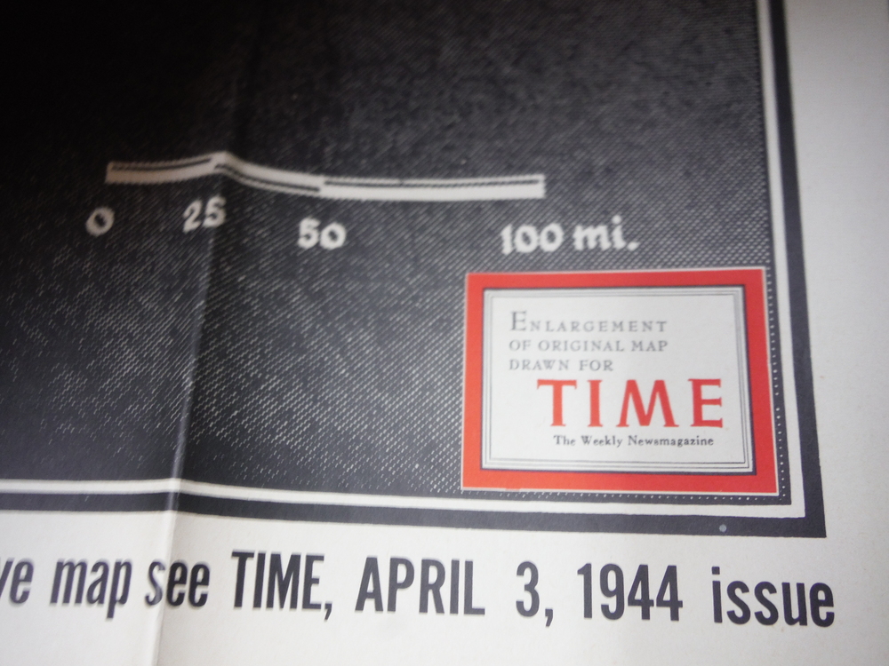 Image 1 of Time Magazine Enlarged WW II  Poster Map  BALKAN BARRIERS (1944)