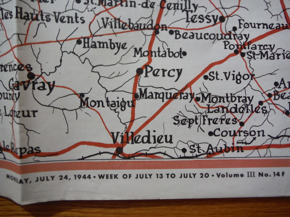 Image 1 of WW II Newsmap NORMANDY FRONT Vol. III  No. 14F (July 24, 1944) 