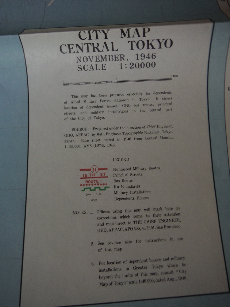 Image 1 of CITY MAP CENTRAL TOKYO - Advance Edoiton  (November 1946)