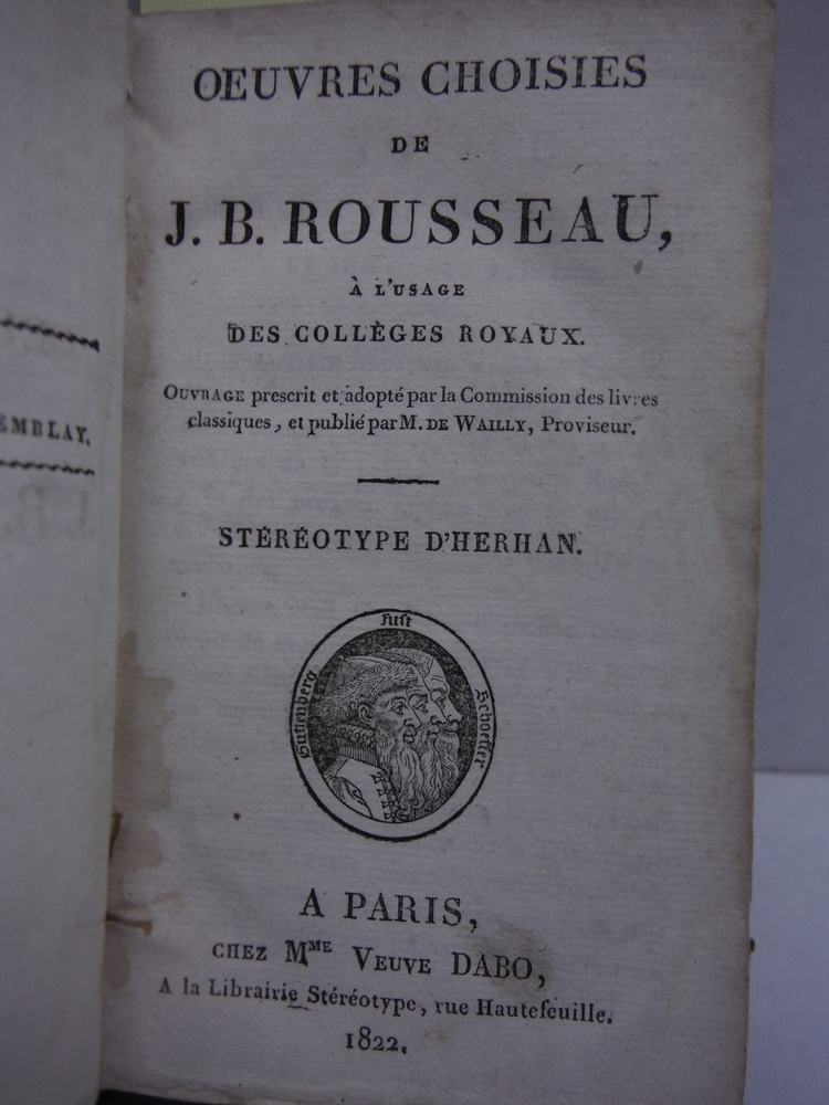 Image 1 of Oeuvres Choisies de J. B. Rousseau a  Lusage Des Colleges Royaux