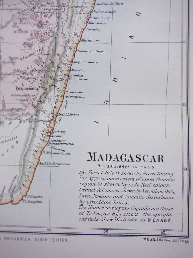 Image 1 of Antique Map of Madagascar from Encyclopaedia Britannica,  Ninth Edition Vol. XV 