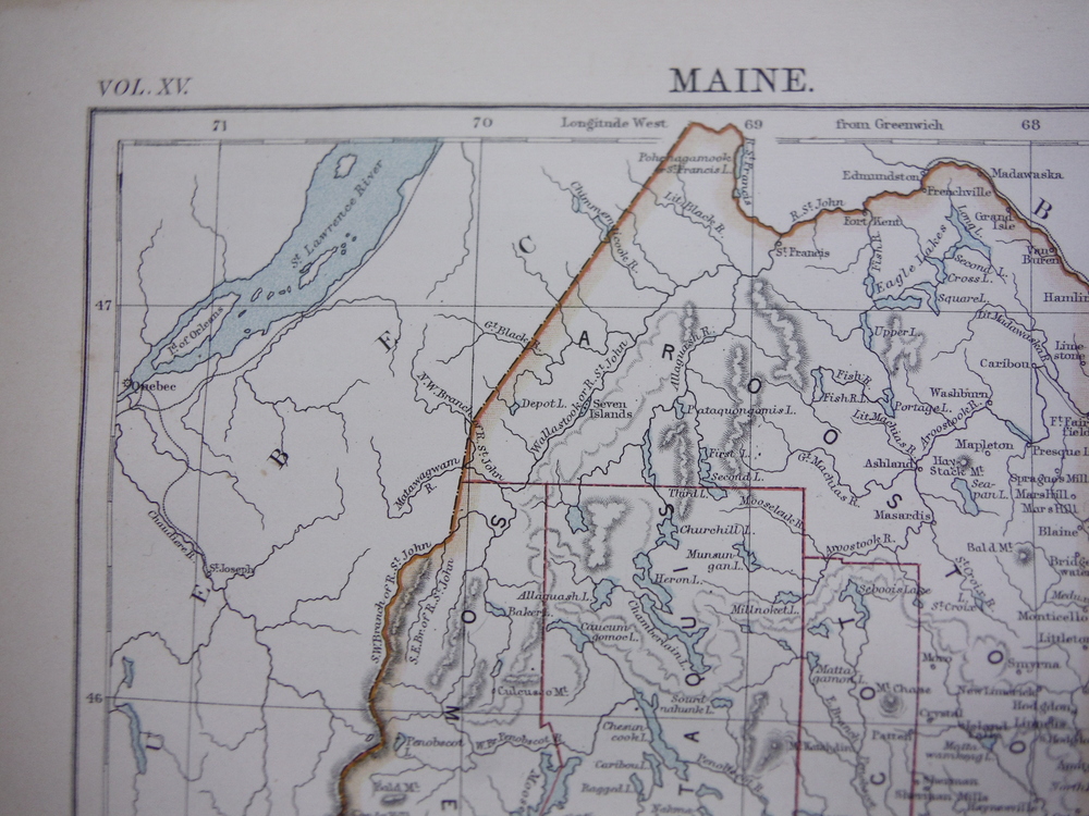 Image 1 of Antique Map of Maine from Encyclopaedia Britannica,  Ninth Edition Vol. XV Plate