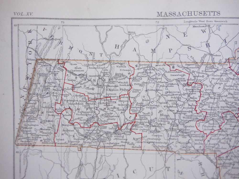 Image 1 of Antique Map of Massachusetts from Encyclopaedia Britannica,  Ninth Edition Vol. 