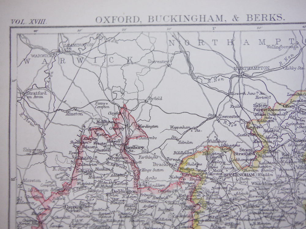 Image 1 of Antique Map of Oxford, Buckingham, & Berks from Encyclopaedia Britannica,  Ninth