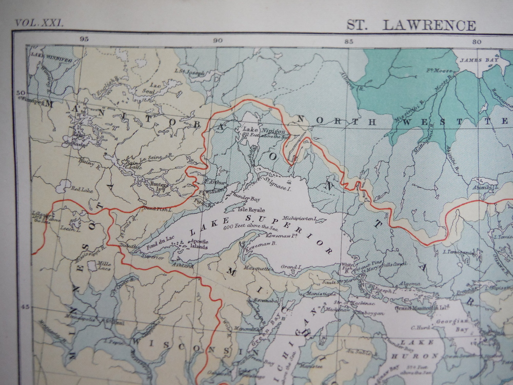 Image 1 of Antique Map of St. Lawrence from Encyclopaedia Britannica,  Ninth Edition Vol. X