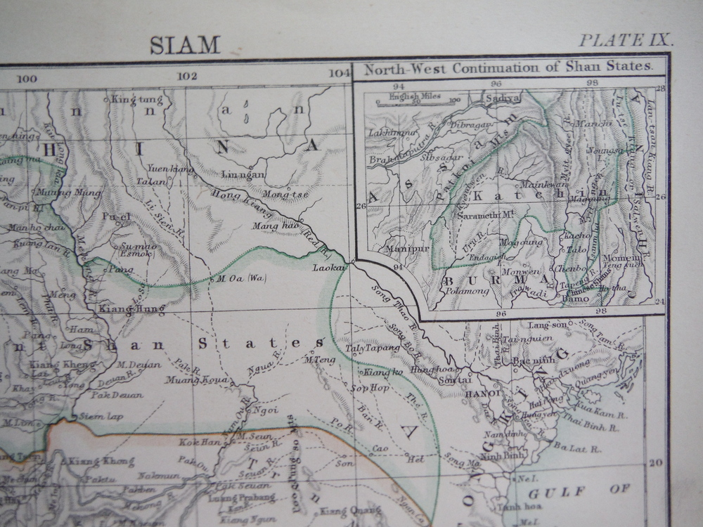 Image 1 of Antique Map of Siam from Encyclopaedia Britannica,  Ninth Edition Vol. XXI Plate