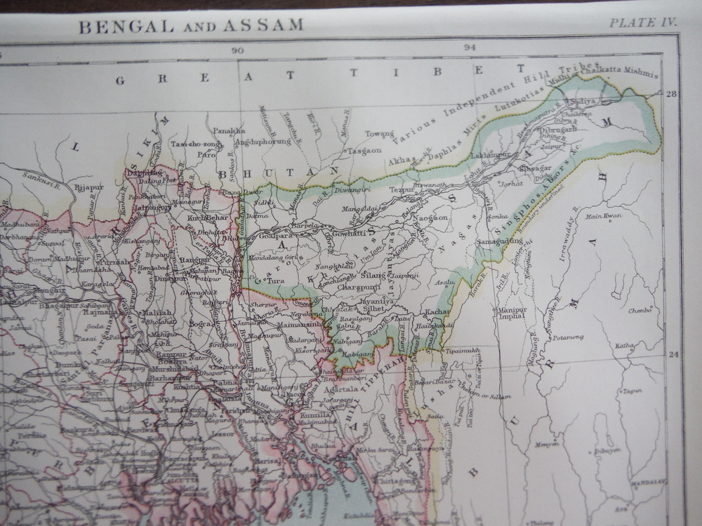 Image 1 of Antique Map of Bengal and Assam from Encyclopaedia Britannica,  Ninth Edition Vo