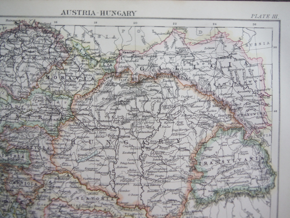 Image 1 of Antique Map of Austria Hungary from Encyclopaedia Britannica,  Ninth Edition Vol