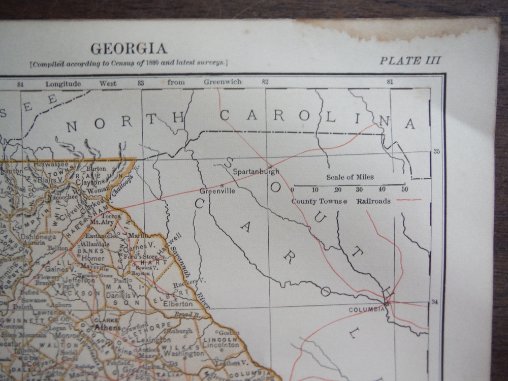 Image 1 of Antique Map of Georgia from Encyclopaedia Britannica,  Ninth Edition Vol. X Plat