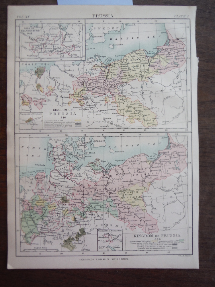 Image 0 of Antique Map of Prussia from Encyclopaedia Britannica,  Ninth Edition Vol. XX Pla
