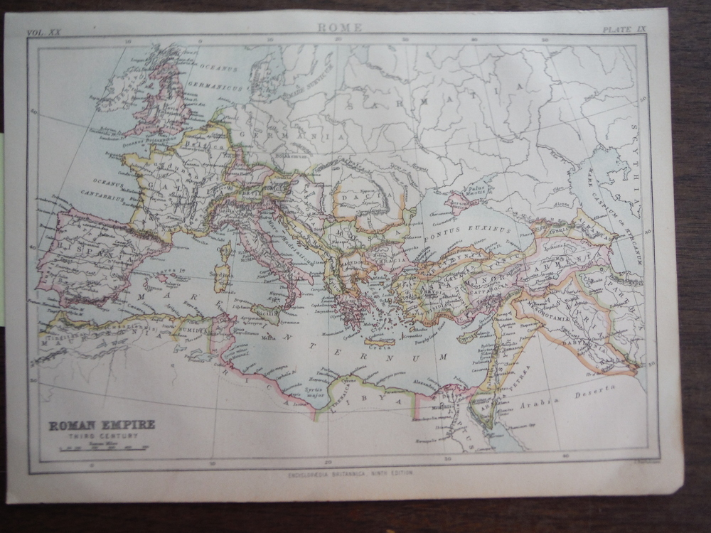 Image 0 of Antique Map of Roman Empire Third Century from Encyclopaedia Britannica,  Ninth 