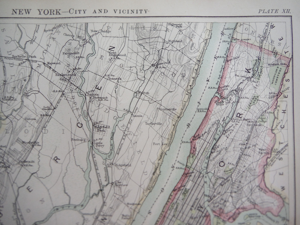 Image 1 of Antique Map of New York City and Vicinity from Encyclopaedia Britannica,  Ninth 