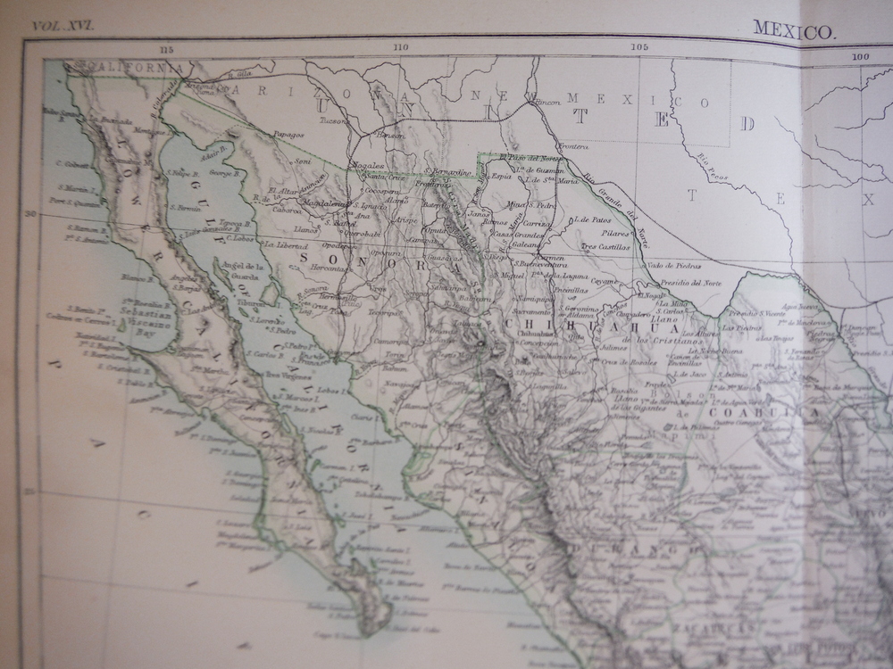 Image 1 of Antique Map of  Mexico from Encyclopaedia Britannica,  Ninth Edition Vol. XVI Pl