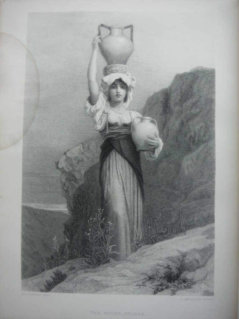 J. Levasseur  Antique Steel Engraving  The Water Bearer after a Painting by A.