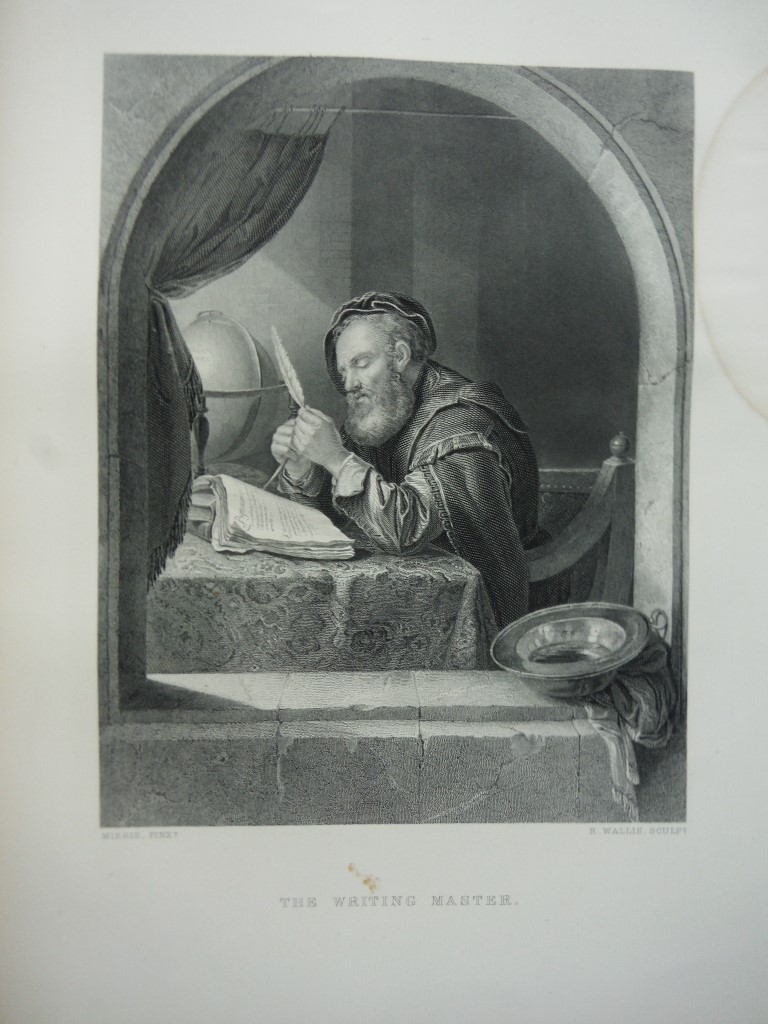 R. Wallis  Antique Steel Engraving  The Writing Master after a Painting by Fra