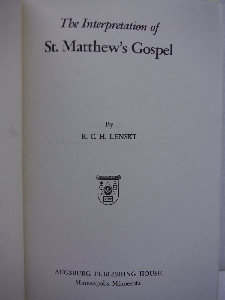 Image 1 of The Interpretation of St. Matthew's Gospel