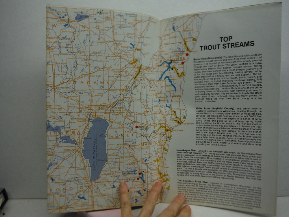 Image 1 of Colored Map of Wisconsin Trout Streams Spring Ponds and Lakes (38