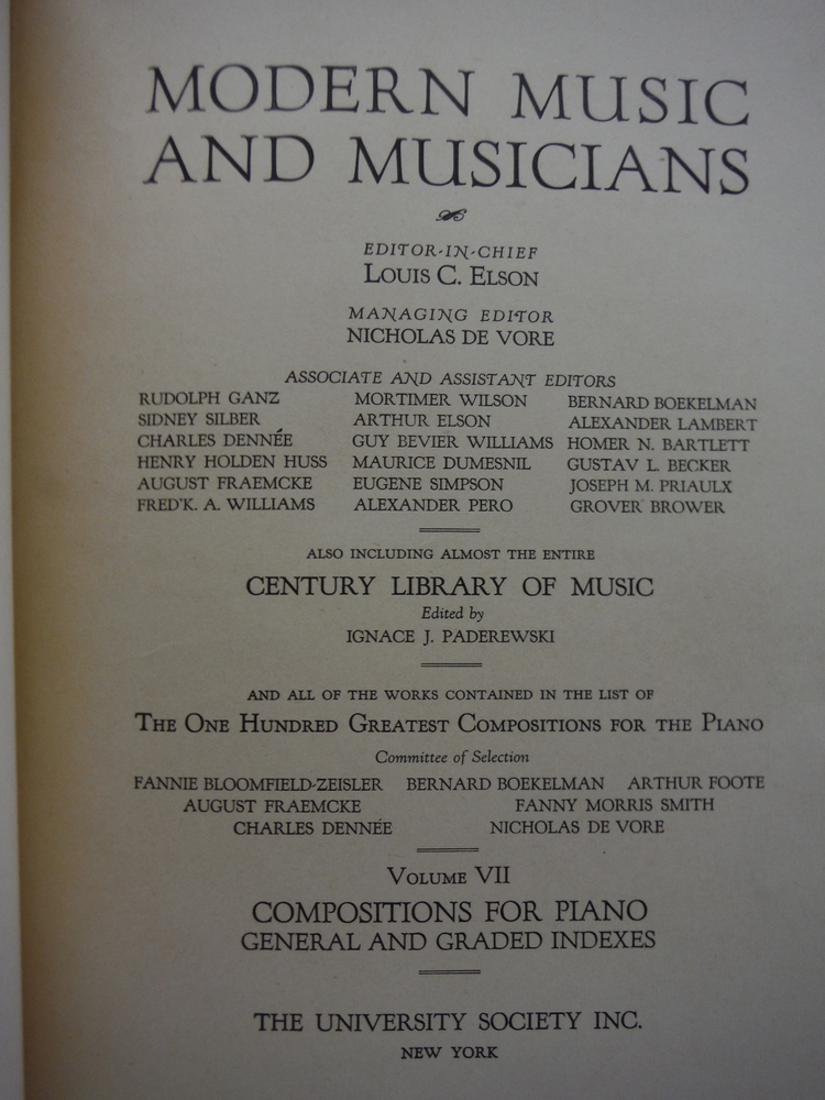 Image 1 of Modern Music and Musicians *Volume VII *Compositions for Piano / General and Gra
