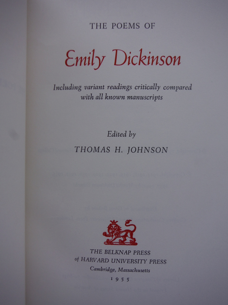 Image 2 of The Poems of Emily Dickinson : Including Variant Readings Critically Compared wi