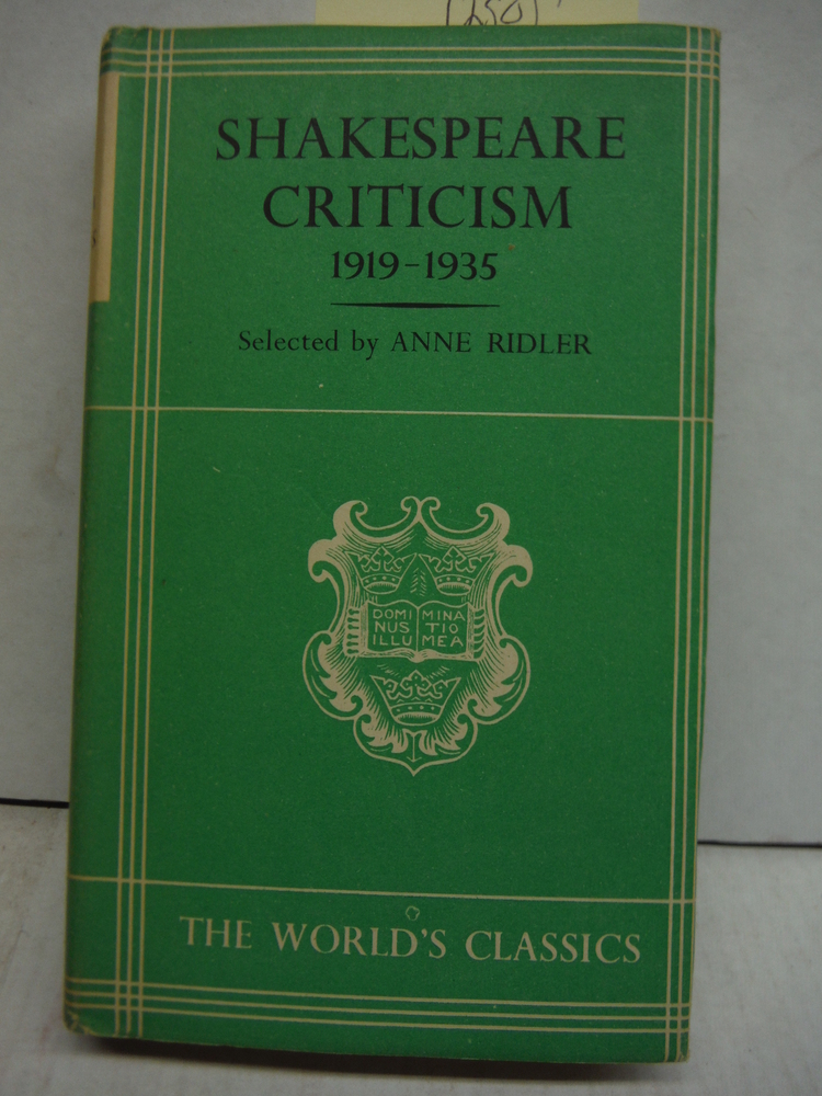 Image 0 of Shakespeare Criticism 1919-1935