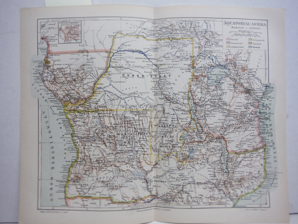 Meyers Antique Map Aquatorial-Afrika- 1890