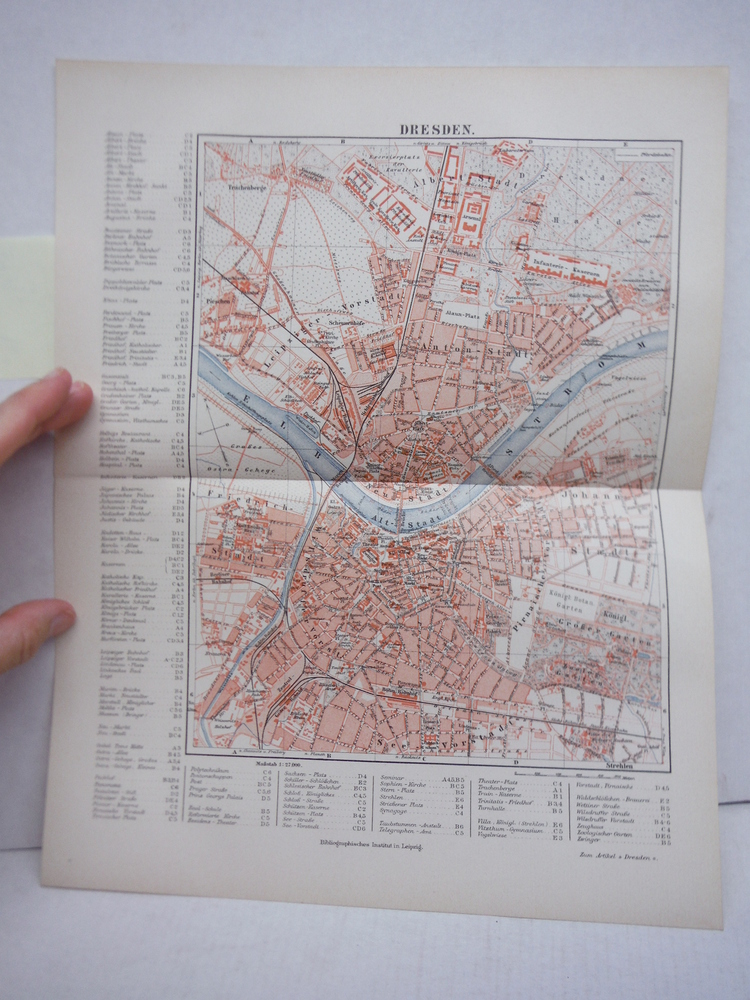 Meyers Antique Map of Dresden 1890