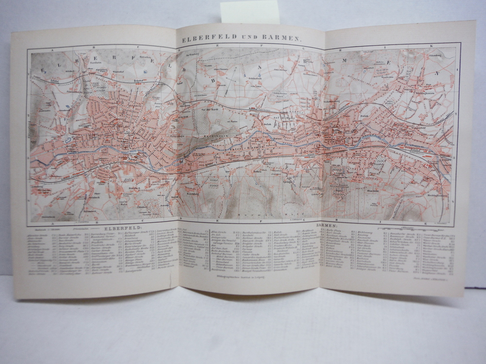 Meyers Antique Map of Elberfeld und Barmen, Germany 1890
